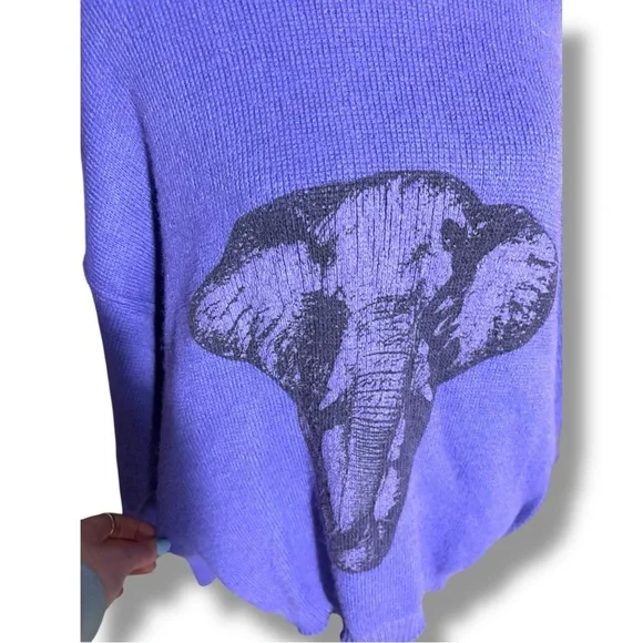BF Purple Graphic Elephant Wool Long Sleeve Cozy Vintage Turtleneck Sweater - Picture 6 of 16